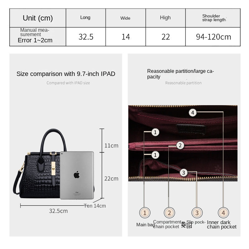 Leather All-match Ladies Middle-aged Mother Tote Bag New Fashionable Atmospheric First Layer Cowhide Handbag Women