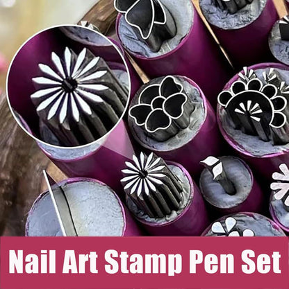 Creative New 6 Pieces Nail Art Stamp Pen Set 6 Pieces Nail Art Stamp Pen with White Nail Glue